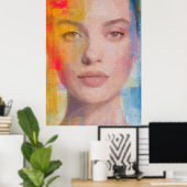 Poster Portrait Abstrait Vibrant à l'Impasto (Bureau à domicile)