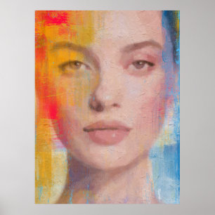 Poster Portrait Abstrait Vibrant à l'Impasto