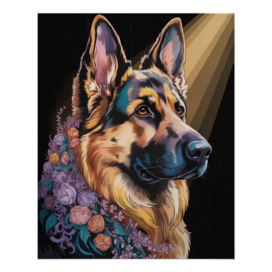 Poster Portrait Abstrait vibrant de chien (Devant)