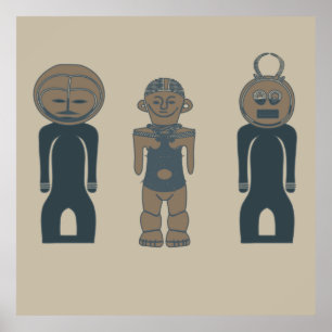 Poster portrait afro-abstrait de la tribu africaine