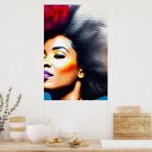 Poster Portrait Afro Noir femme Afro (Cuisine)