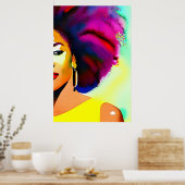 Poster Portrait Afro noir femme Afro (Cuisine)