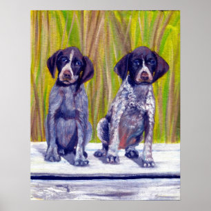 Poster Portrait allemand de chien de chiots d'indicateur