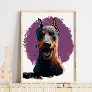 Poster Portrait allemand de chien Pinscher Dog Portrait