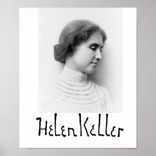 Poster Portrait and signature of Hellen Keller