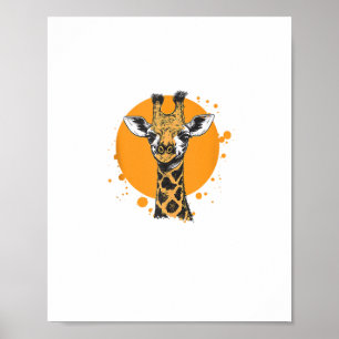 Poster Portrait Animalier Abstrait Girafe Soleil Jaune