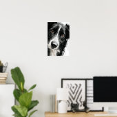 Poster Portrait aquarelle de border collie (Bureau à domicile)