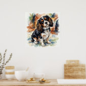 Poster Portrait aquarelle de Cavalier King Charles Spanie (Cuisine)