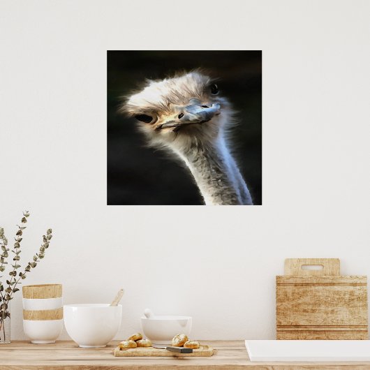 Poster Portrait Artistique Ostrich Avec Expression Goofy (Cuisine)