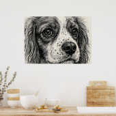 Poster Portrait au crayon graphite de Cavalier King Charl (Cuisine)