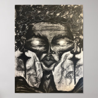 Poster portrait au fusain poc