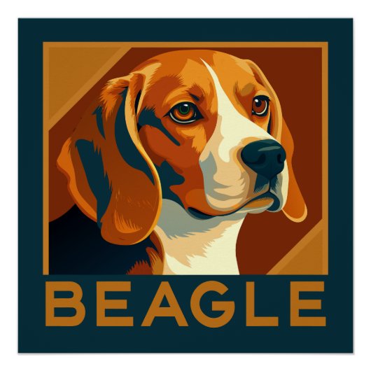 Poster Portrait Beagle classique Style rétro (Devant)