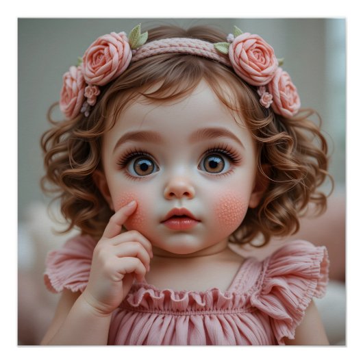 Poster Portrait brodé pour bébé (Devant)