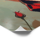 Poster Portrait Brunette Pin Up Red Roses (Coin)