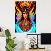 Poster Portrait : Chalchiuhtlicue déesse Aztec | Art AI (Bureau à domicile)