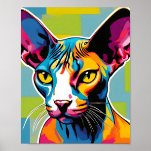 Poster Portrait Chat Sphynx Pop Art