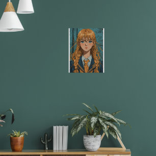 Poster Portrait classique d'une écolière d'anime
