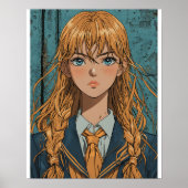 Poster Portrait classique d'une écolière d'anime (Devant)