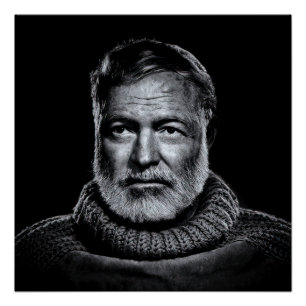 Poster Portrait classique Ernest Hemingway