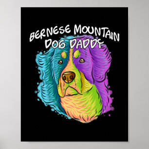Poster Portrait coloré Bernese Mountain Dog Papa Papa Pap