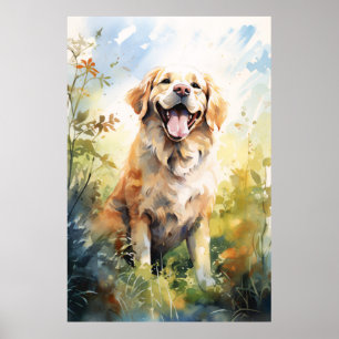 Poster Portrait coloré Golden Labrador Retriever Portrait