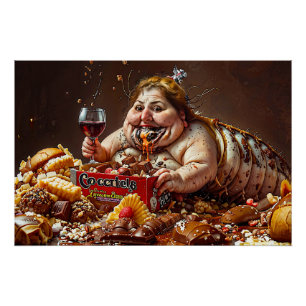 Poster Portrait coloré "Queen of Gluttonous Decay"