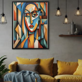 Poster Portrait Cubiste Abstrait Art géométrique
