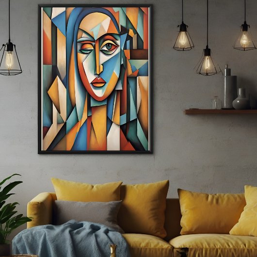 Poster Portrait Cubiste Abstrait Art géométrique