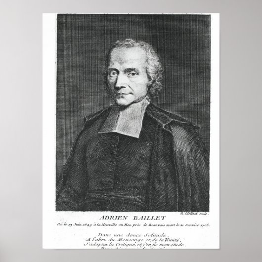 Poster Portrait d'Adrien Baillet (Devant)