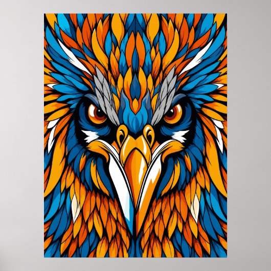 Poster Portrait d'aigle coloré abstrait (Devant)