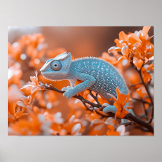 Poster Portrait d'animal sauvage Caméléon en environnemen