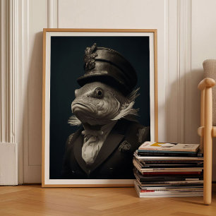 Poster Portrait d'animal victorien de poisson Art animal
