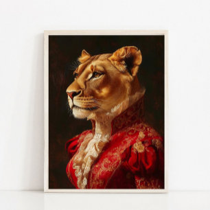 Poster Portrait d'animal victorien, Lion de Dame Royale V