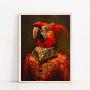 Poster Portrait d'animal victorien, perroquet royal vinta