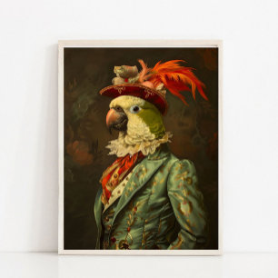 Poster Portrait d'animal victorien, perroquet royal vinta