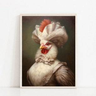 Poster Portrait d'animal victorien, poule royale Lady Vin