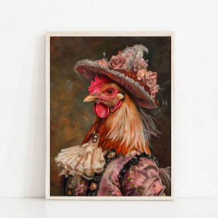 Poster Portrait d'animal victorien, poule royale Lady Vin