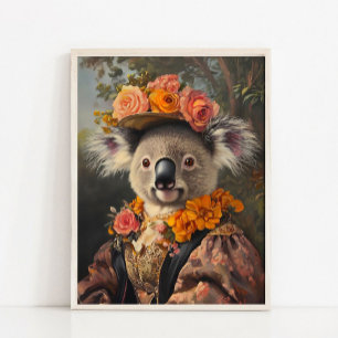 Poster Portrait d'animal victorien, Royal Lady Koala Vint