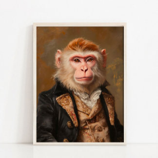 Poster Portrait d'animal victorien, Singe royal vintage 