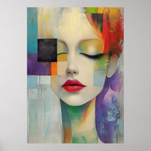 Poster Portrait dans le surréalisme des blocs de couleurs