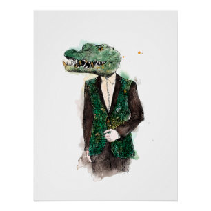 Poster Portrait d'aquarelle Alligator