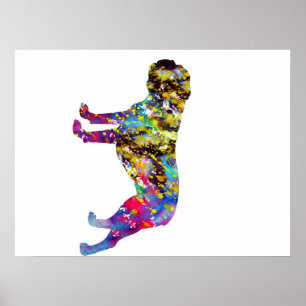 Poster Portrait d'aquarelle Bulldog Art