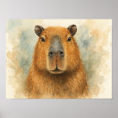 Poster Portrait d'aquarelle Capybara paisible (Devant)