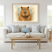 Poster Portrait d'aquarelle Capybara paisible