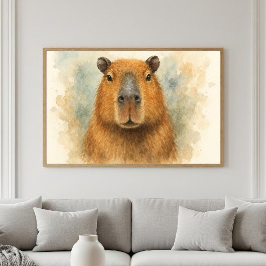 Poster Portrait d'aquarelle Capybara paisible