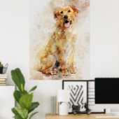 Poster Portrait d'aquarelle de chien de Labrador Retrieve (Bureau à domicile)