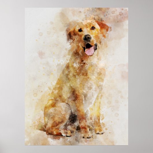 Poster Portrait d'aquarelle de chien de Labrador Retrieve (Devant)