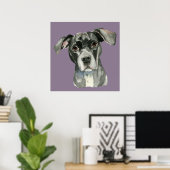 Poster Portrait d'aquarelle de chien mignon noir brun (Bureau à domicile)