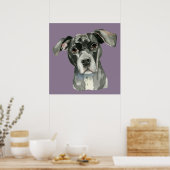 Poster Portrait d'aquarelle de chien mignon noir brun (Cuisine)