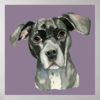 Portrait d'aquarelle de chien mignon noir brun